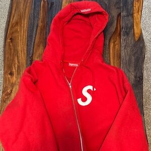 Supreme Red Hoodie with White Logo